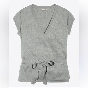 J. Crew Heather Gray 💯% Cotton Wrap Sweater